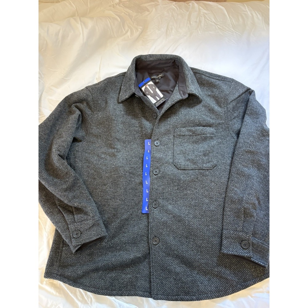 Banana Republic Jacket Mens Large Gray Button Shacket NWT